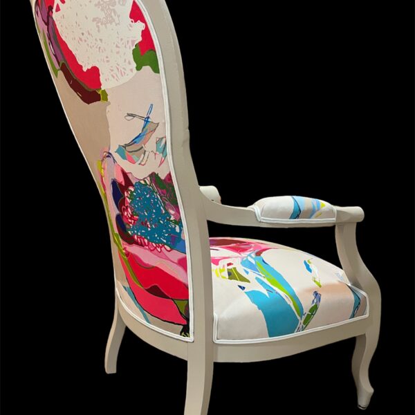 Rénovation de 2 fauteuils de style VOLTAIRE. Tissu ZEPHYR AND CO.